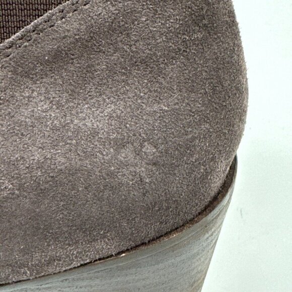 Lucky Brand NWOB Zorlina Wedge Bootie 10M Suede + Textile Upper Brown Zipper - Picture 7 of 16